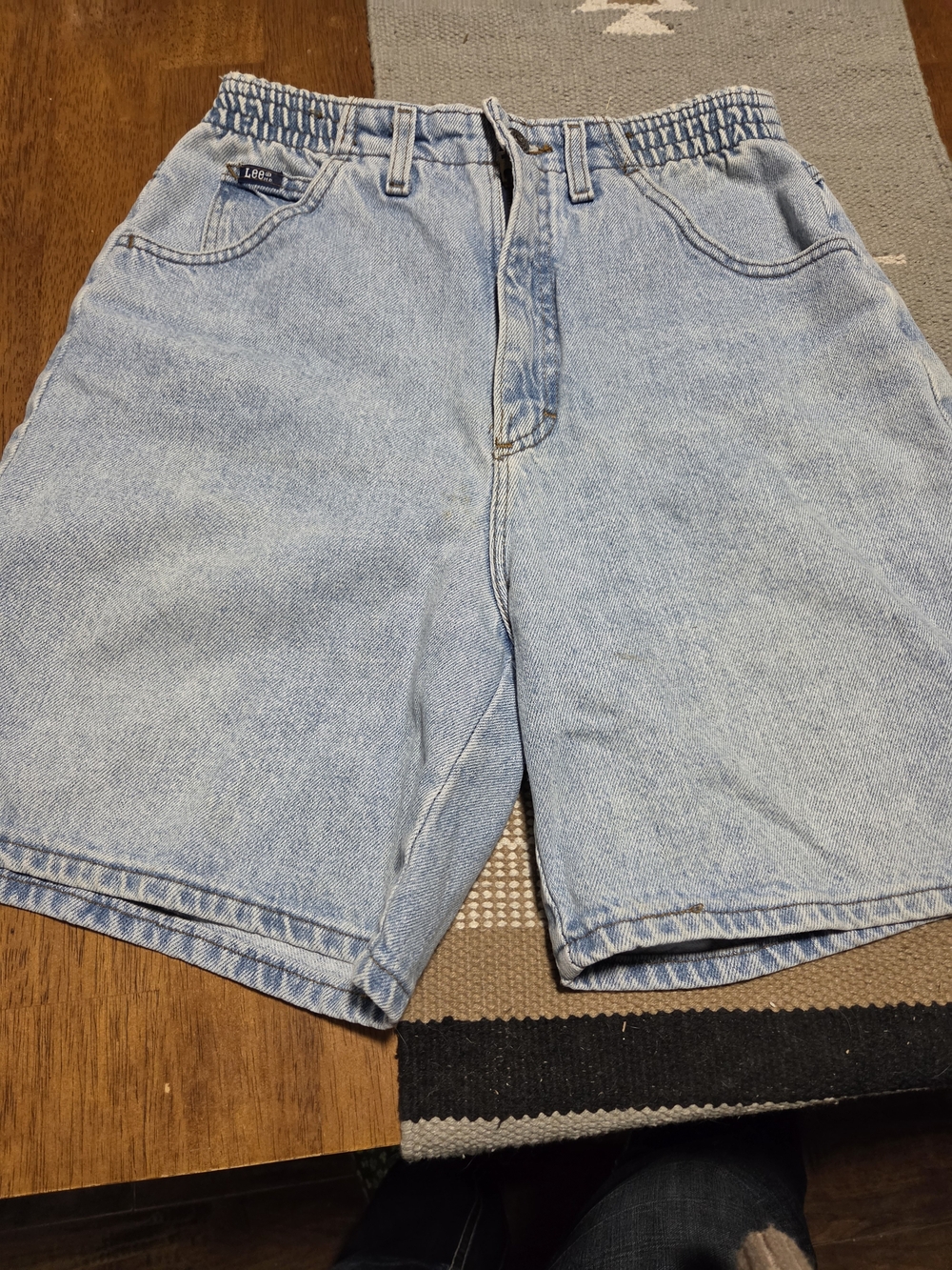 Lee Light Blue Elastic Waist Denim Shorts Vintage Mom Short With Some Stains